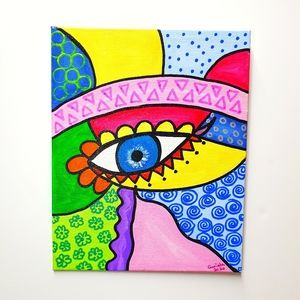 Pop Art Evil Eye 1 Acrylic Painting on Panel